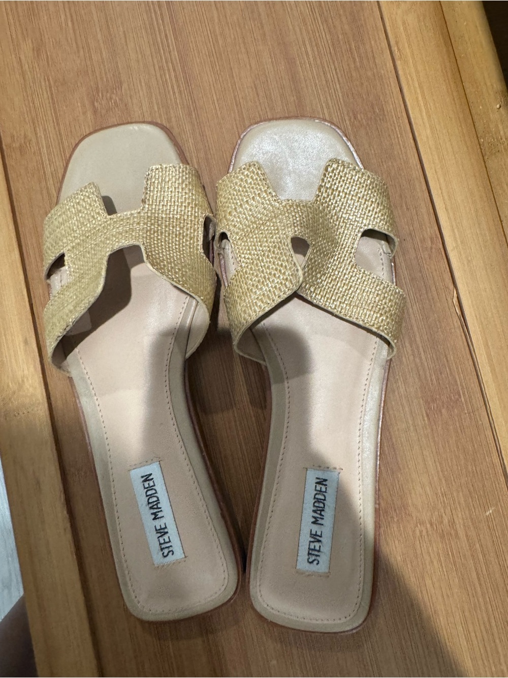Steve Madden Metallic Gold Woven Slide Sandals